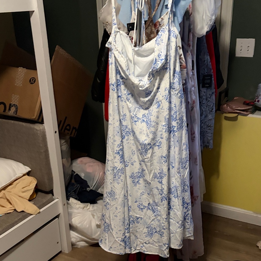Floral Blue and White Dress